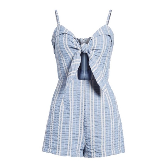 Lost + Wander Waves Stripe Tie Front Romper - Picture 2 of 11
